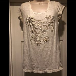 Ann Taylor LOFT short sleeve beaded Top
